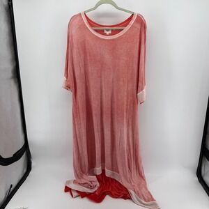 Lilka Anthropologie  Women Small Coral Pink Burnout Oversized Maxi Dress
